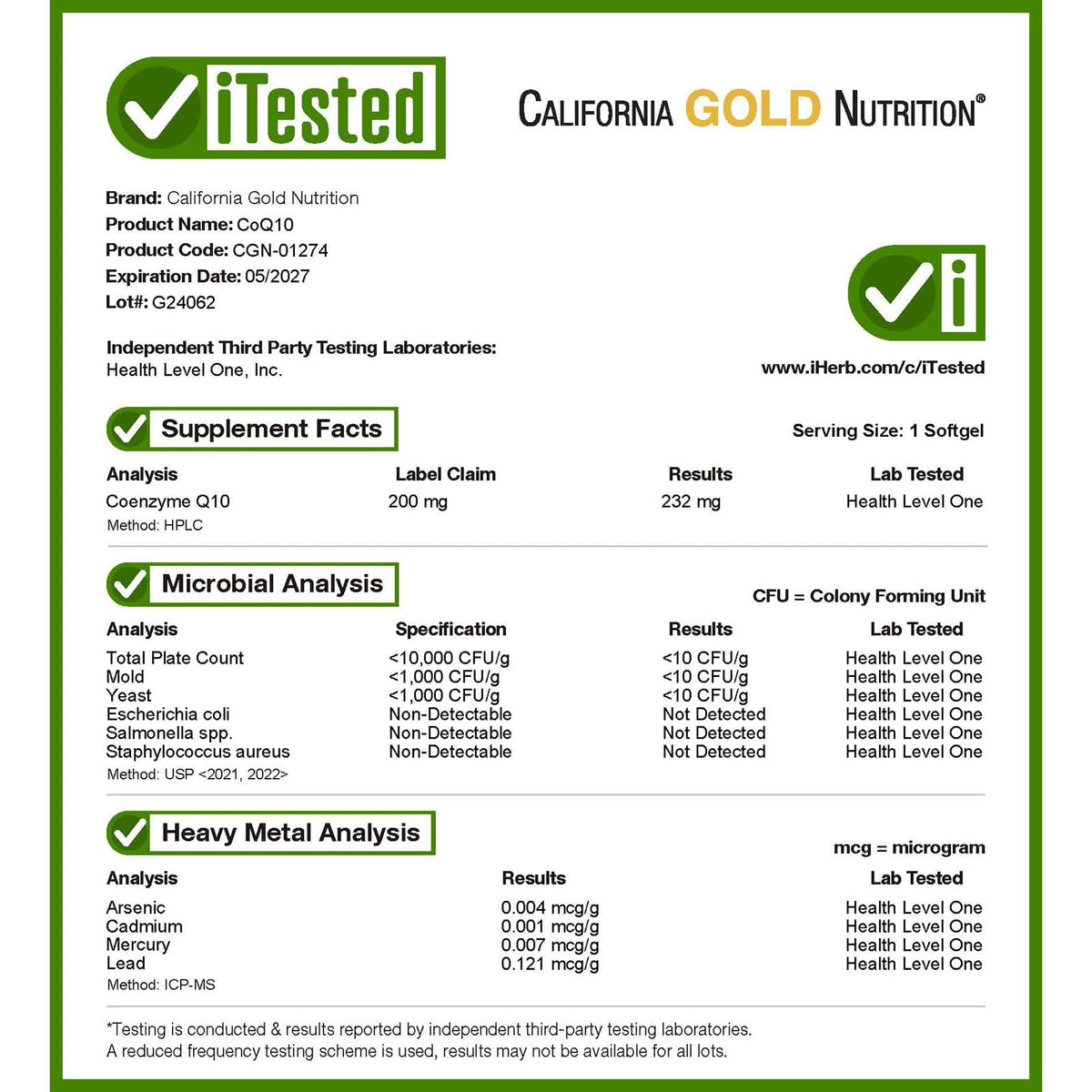 California Gold Nutrition CoQ10 200 mg - 120 Softgels - image 4