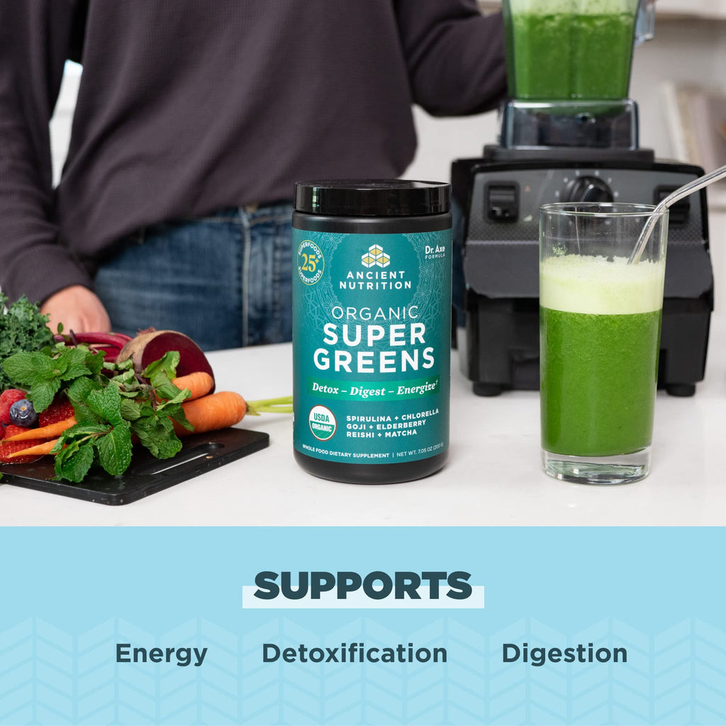 Ancient Nutrition Organic Super Greens Powder with Probiotics - 25 Servings - image 2