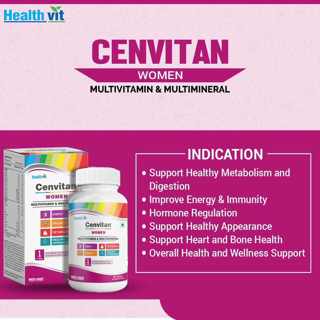 Dharma Healthvit Cenvitan Women Multivitamin with 26 Nutrients - 60 Tablets - image 5