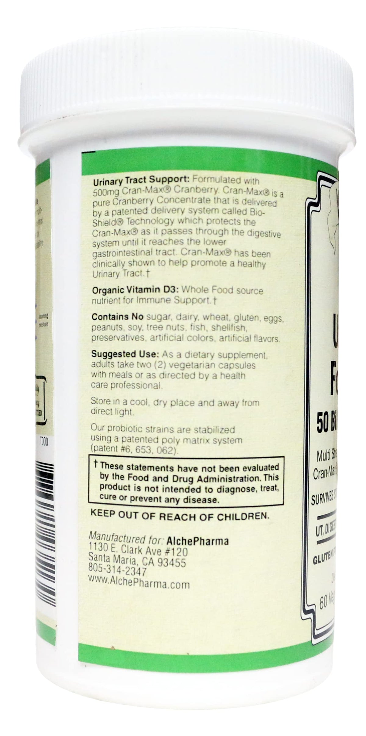 AlchePharma Urinary Formula 50 Billion Probiotic - 60 Vegetarian Capsules - image 3