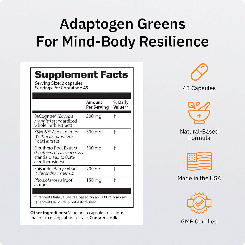 SaltWrap Adaptogen Greens Nootropic Capsules for Stress & Focus - 90 Count - image 3