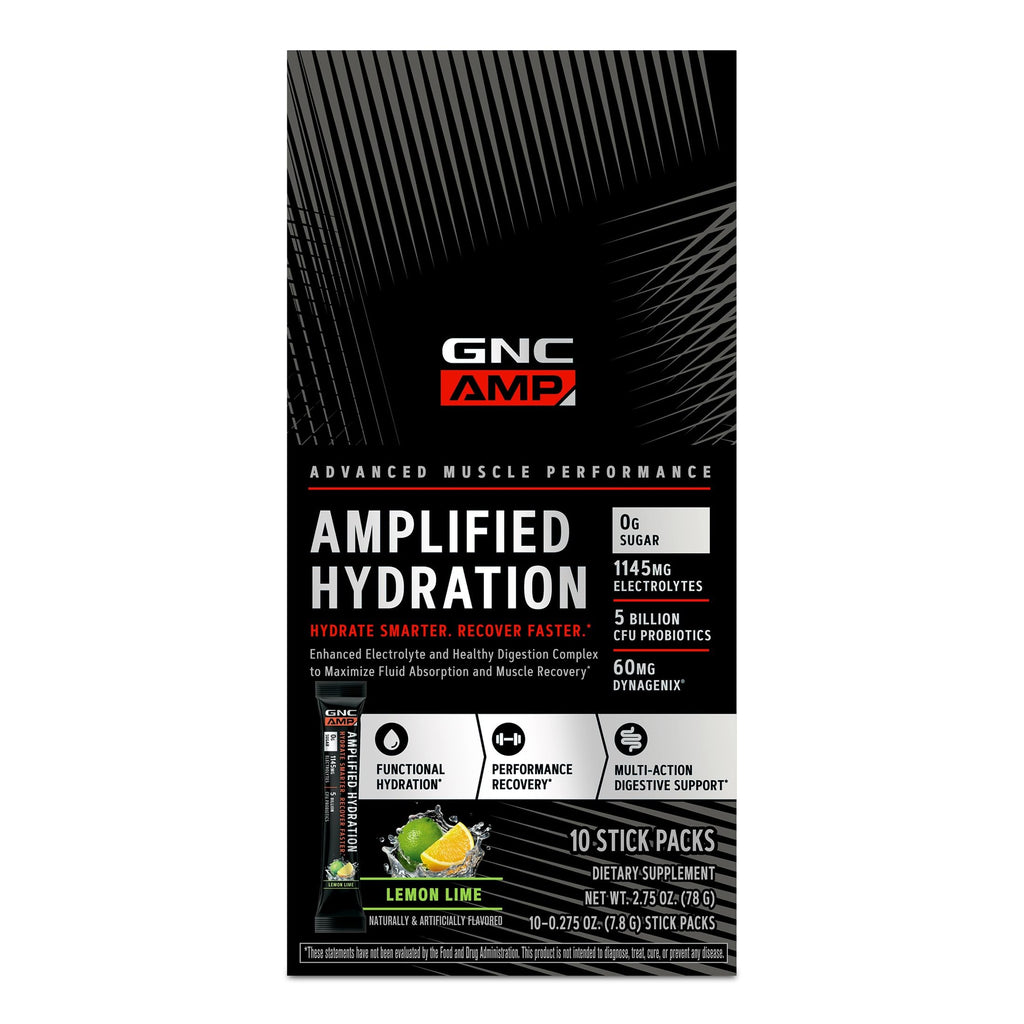 GNC AMP Amplified Hydration Lemon Lime - 10 Stick Packs