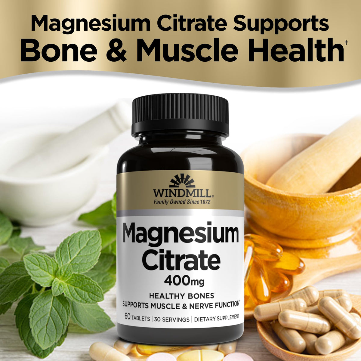 Windmill Magnesium Citrate 400 mg Tablets - 60 Count - image 4