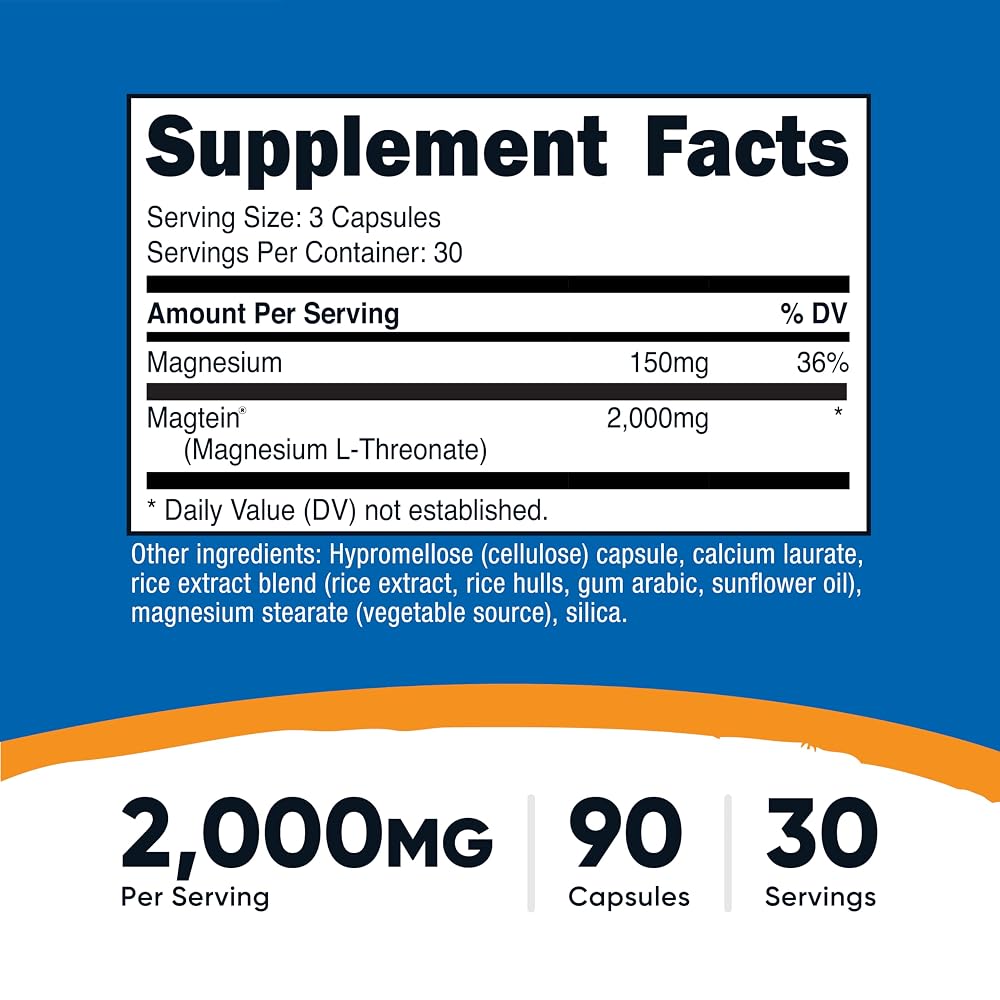 Nutricost Magtein Magnesium L-Threonate 2000mg - 90 Capsules - image 2