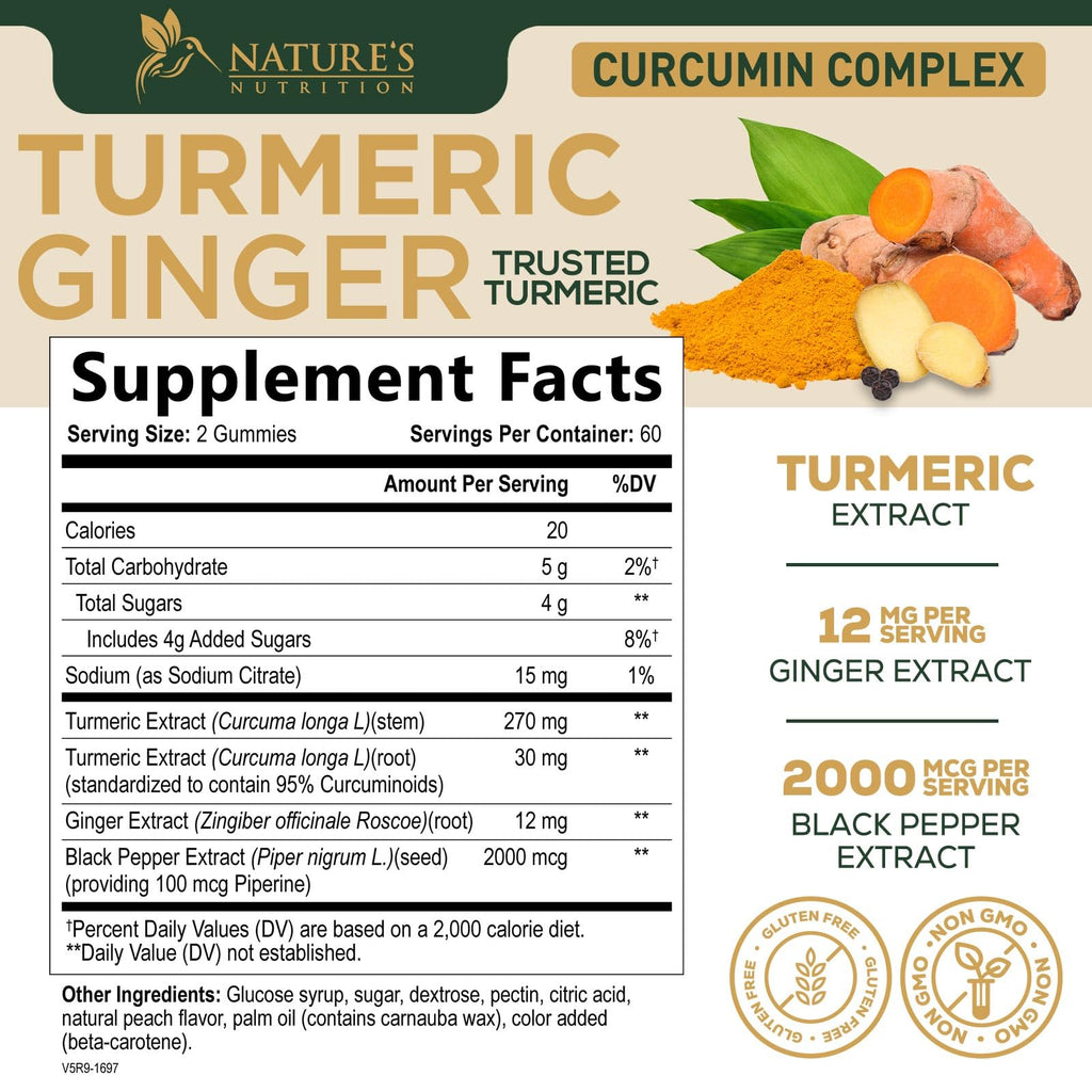 Nature's Nutrition Turmeric Gummies - 95% Curcuminoids - Best