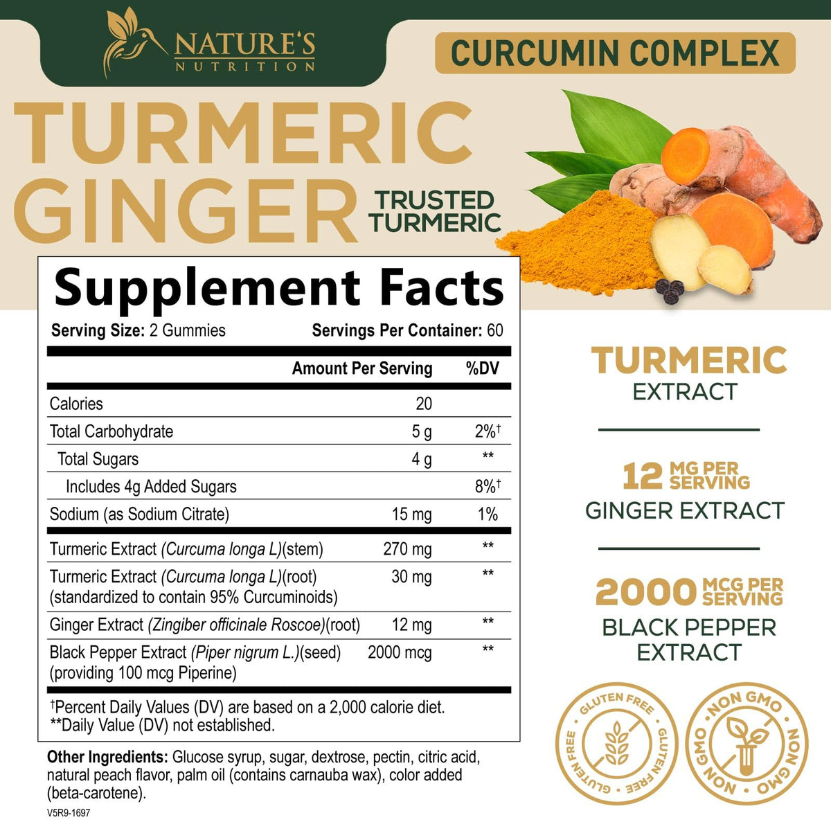 Nature's Nutrition Turmeric Gummies - 95% Curcuminoids - Best