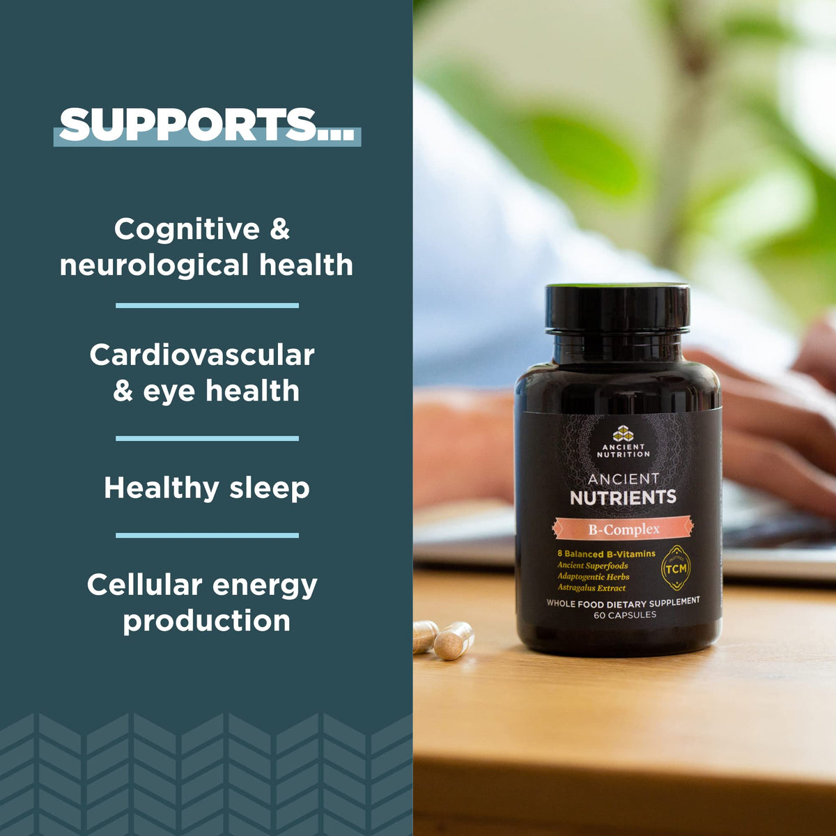 Ancient Nutrition Methylated Vitamin B Complex for Energy - 60 Capsules - image 3