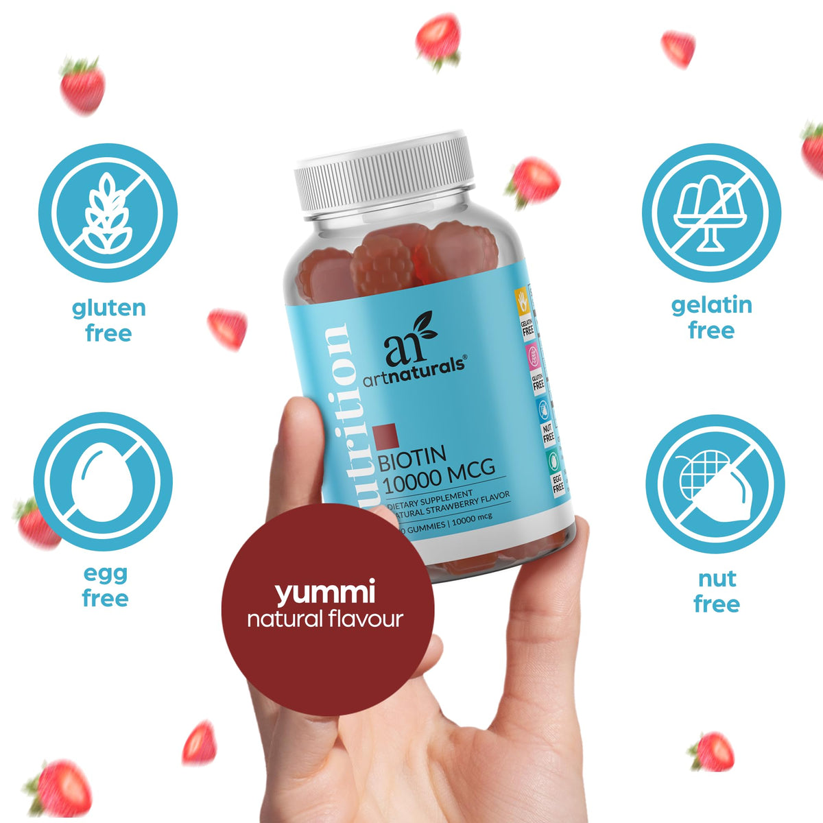Artnaturals Biotin Gummies Strawberry - 100 Count - image 7