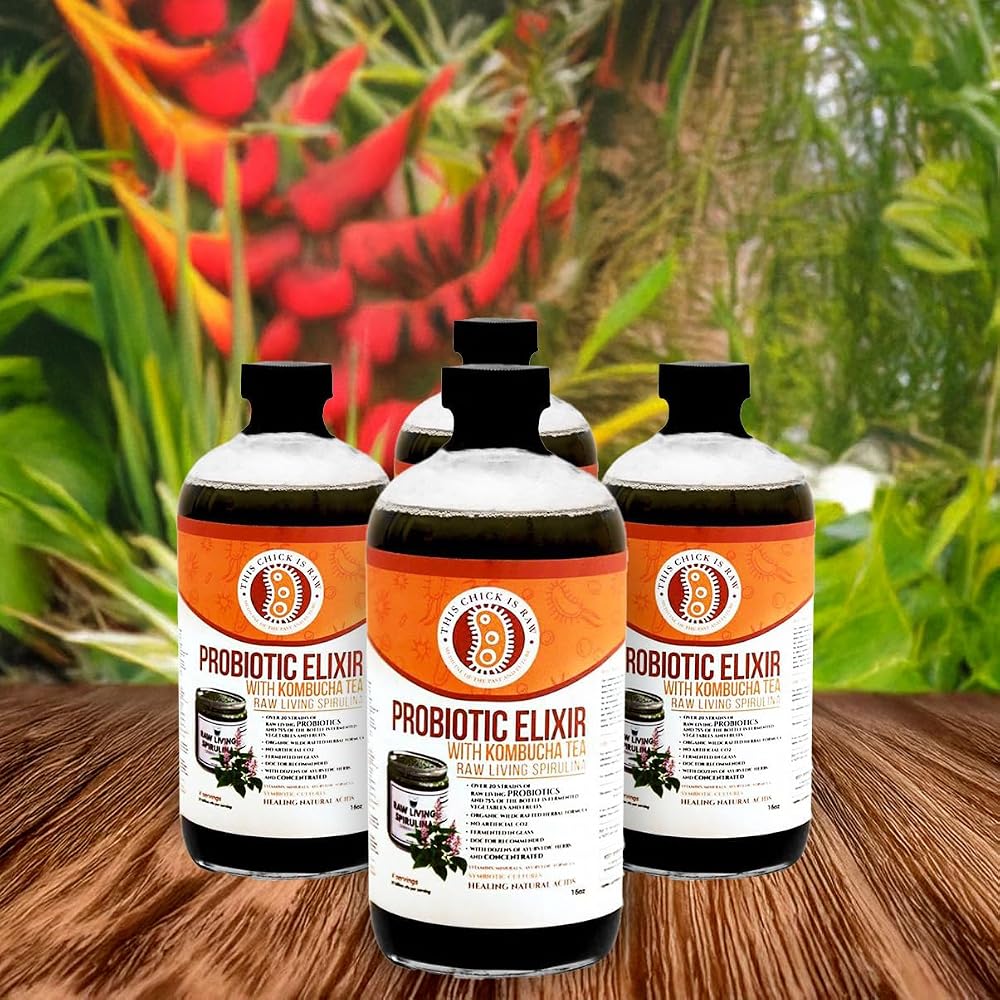 This Chick is Raw Spirulina Probiotic Elixir Kombucha Tea - 2 x 32oz - image 4