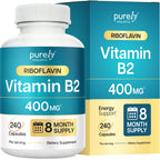 Purely Holistic Vitamin B2 Riboflavin 400mg Energy Support - 240 Capsules