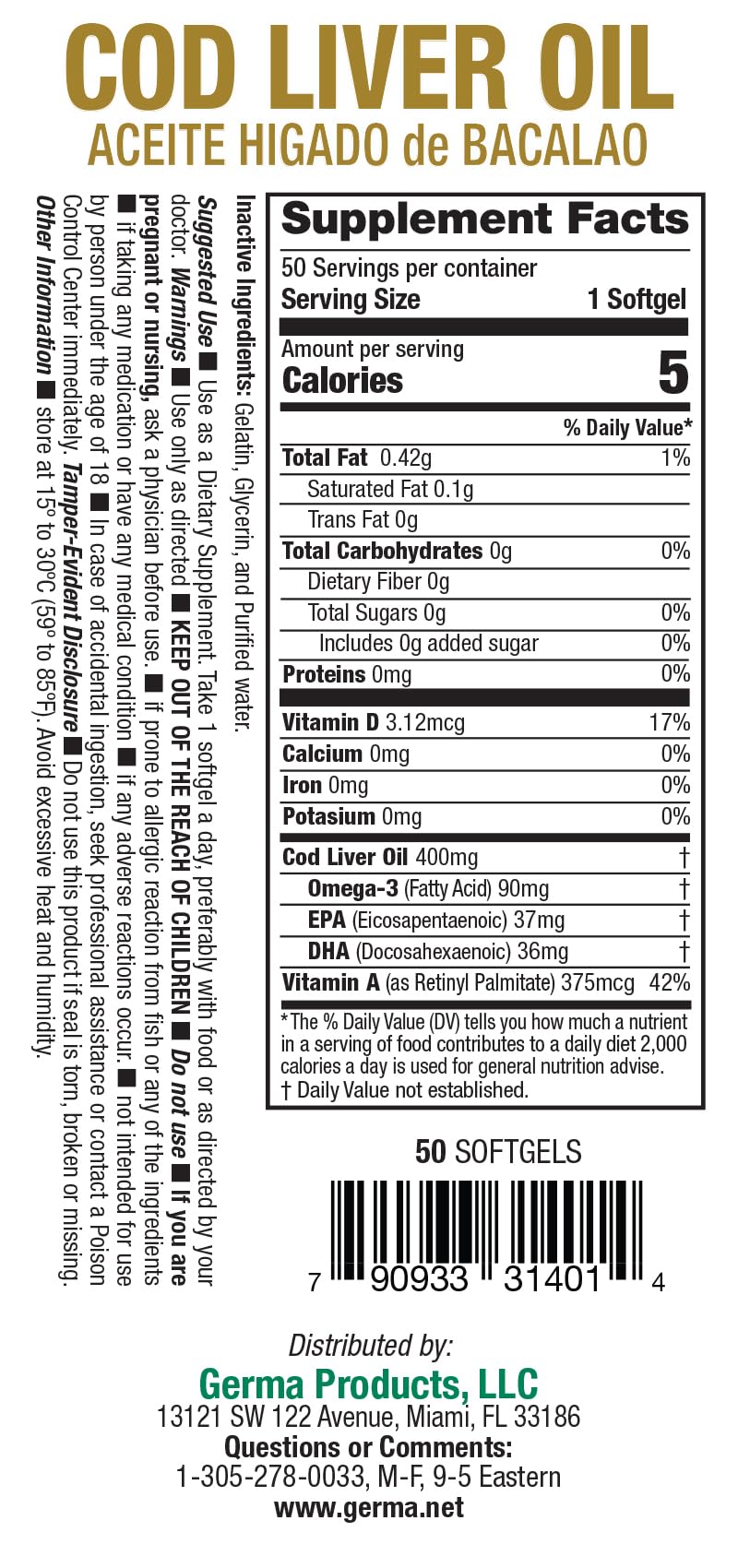 Germa Cod Liver Oil Capsules - 50 Count - image 7