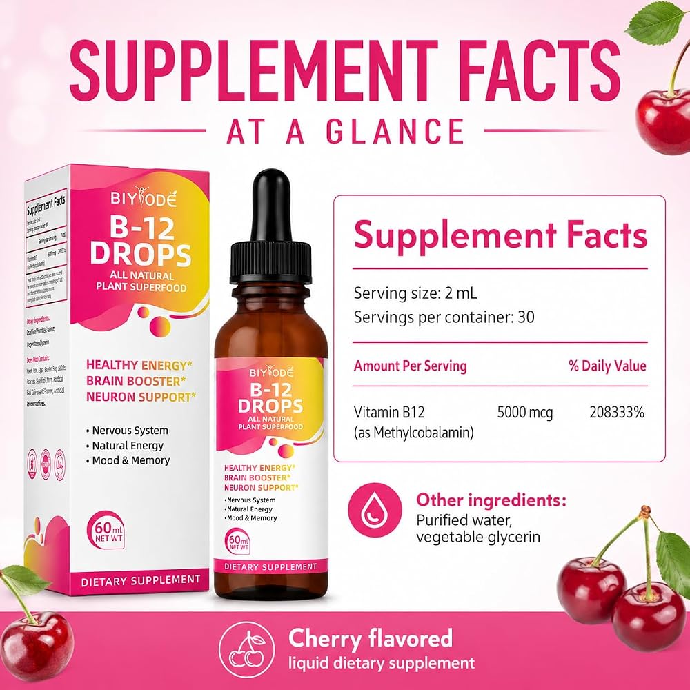 BIYODE Vitamin B12 5000 mcg Liquid Drops - 60ml - image 2