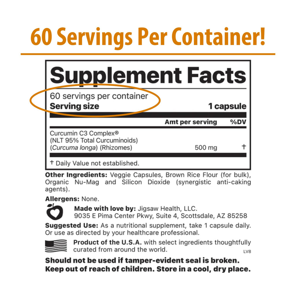 Jigsaw Health Curcumin C3 Complex Antioxidant Support - 60 Capsules - image 2