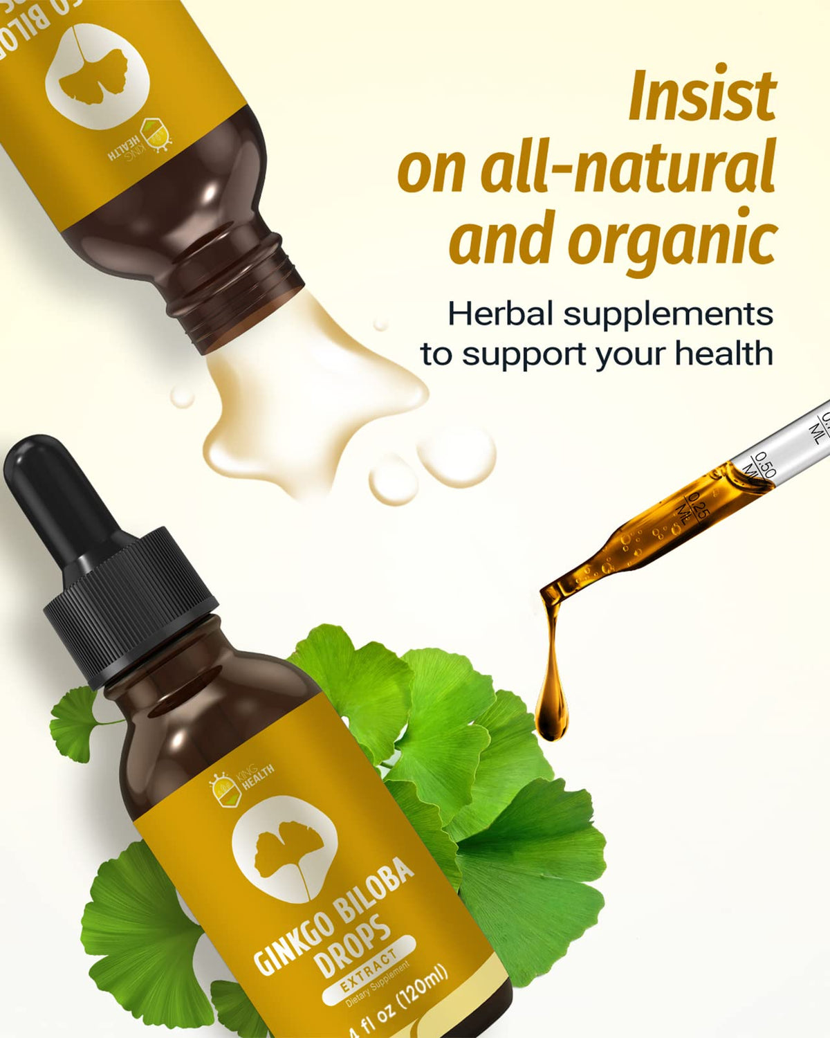 KingHealth Organic Ginkgo Biloba Drops for Brain Focus - 4 oz - image 3
