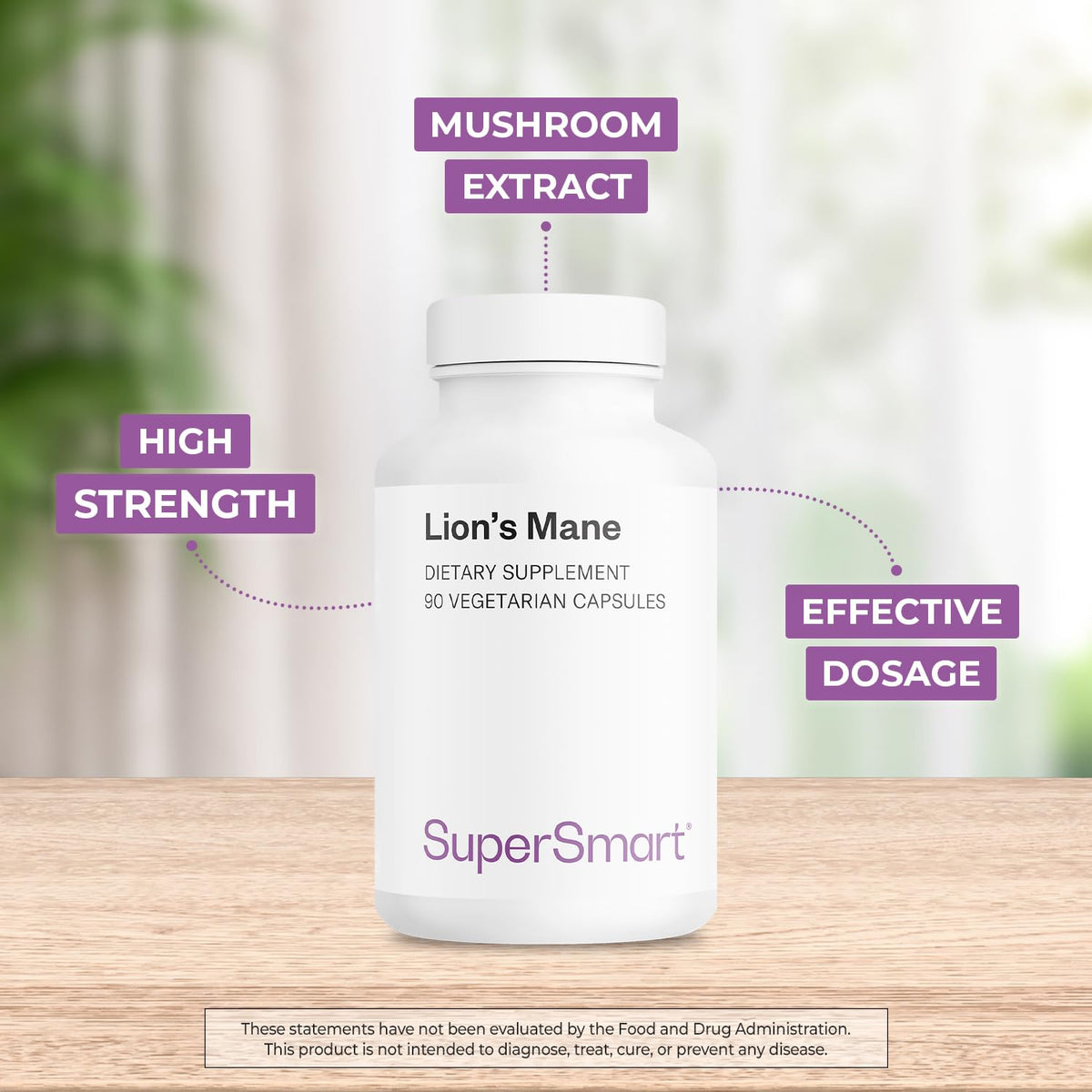 Supersmart Lion's Mane 1500mg per Day - 90 Vegetarian Capsules - image 3