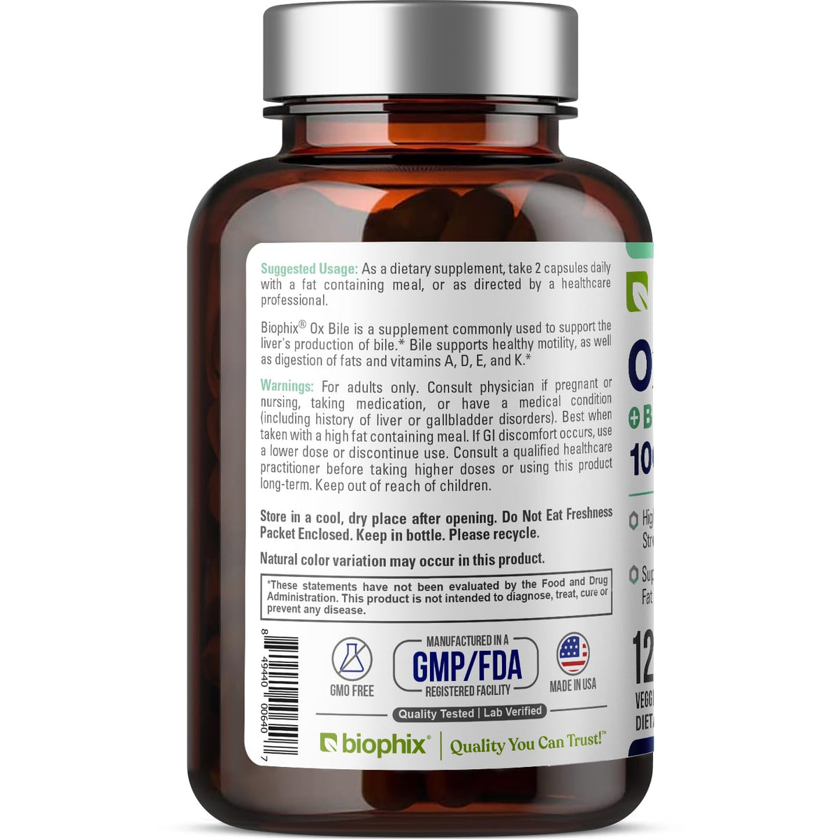 biophix Ox Bile 1000 mg with BioPerine - 120 Vegetarian Capsules - image 9