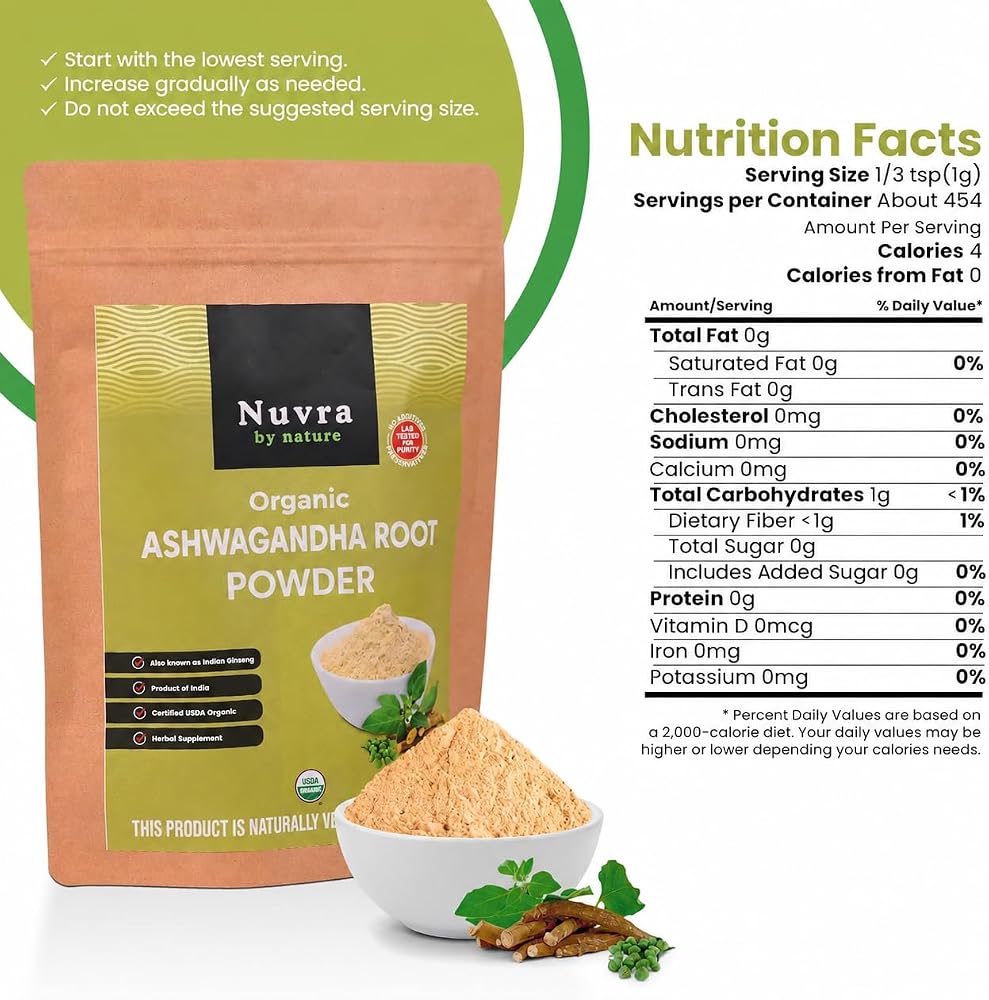 POWERFOODS BY NATURE Nuvra By Nature Organic Ashwagandha Root Powder - 16 oz - image 4