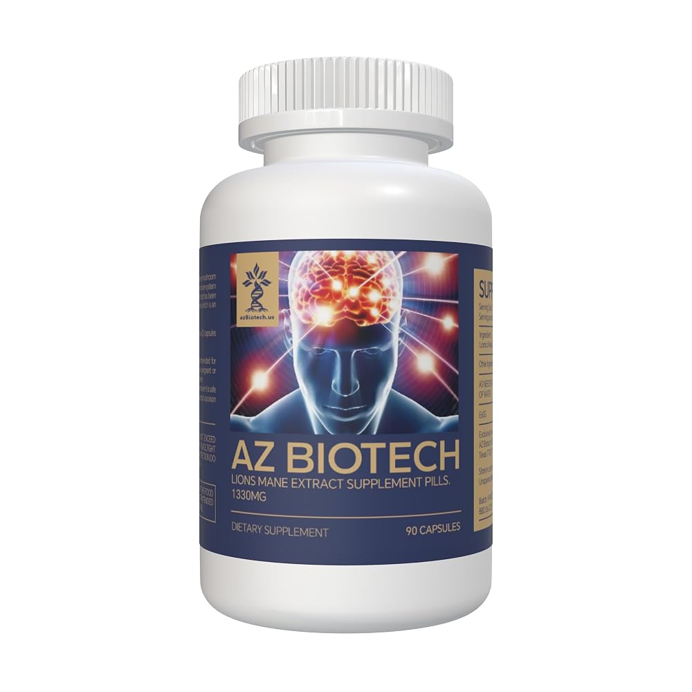 AZ BIOTECH Lions Mane Mushroom Extract Brain Supplement - 90 Capsules