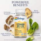 SOLARAY Vitamin D3 K2 5000 IU Bone Support - 120 Vegetarian Capsules - image 3