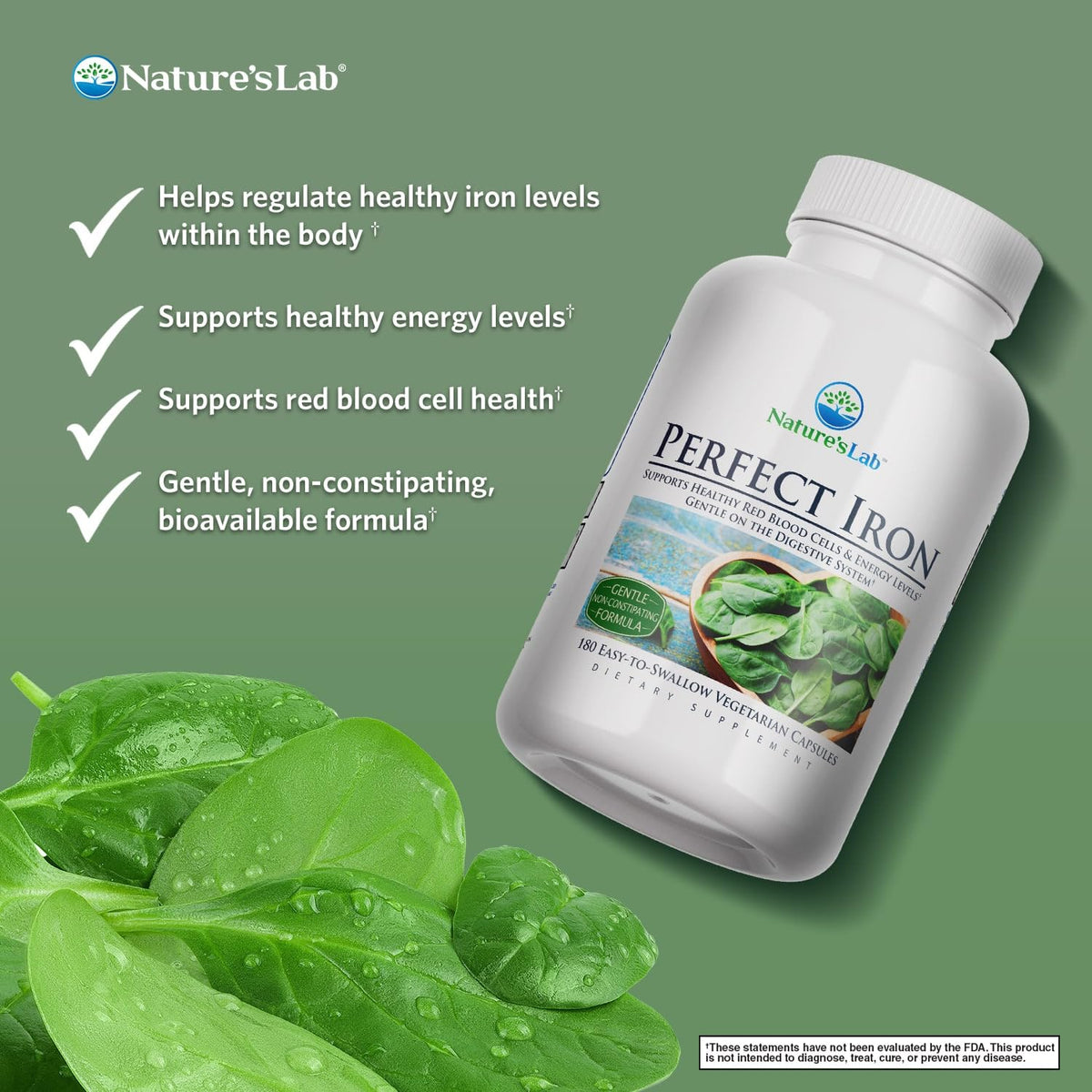 Nature's Lab Perfect Iron 25mg - 180 Capsules - image 2