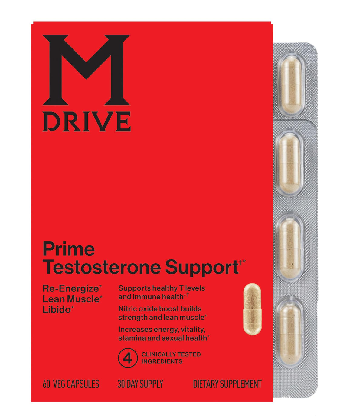 M Drive Prime Men's T-Support Energy & Focus - 60 Capsules