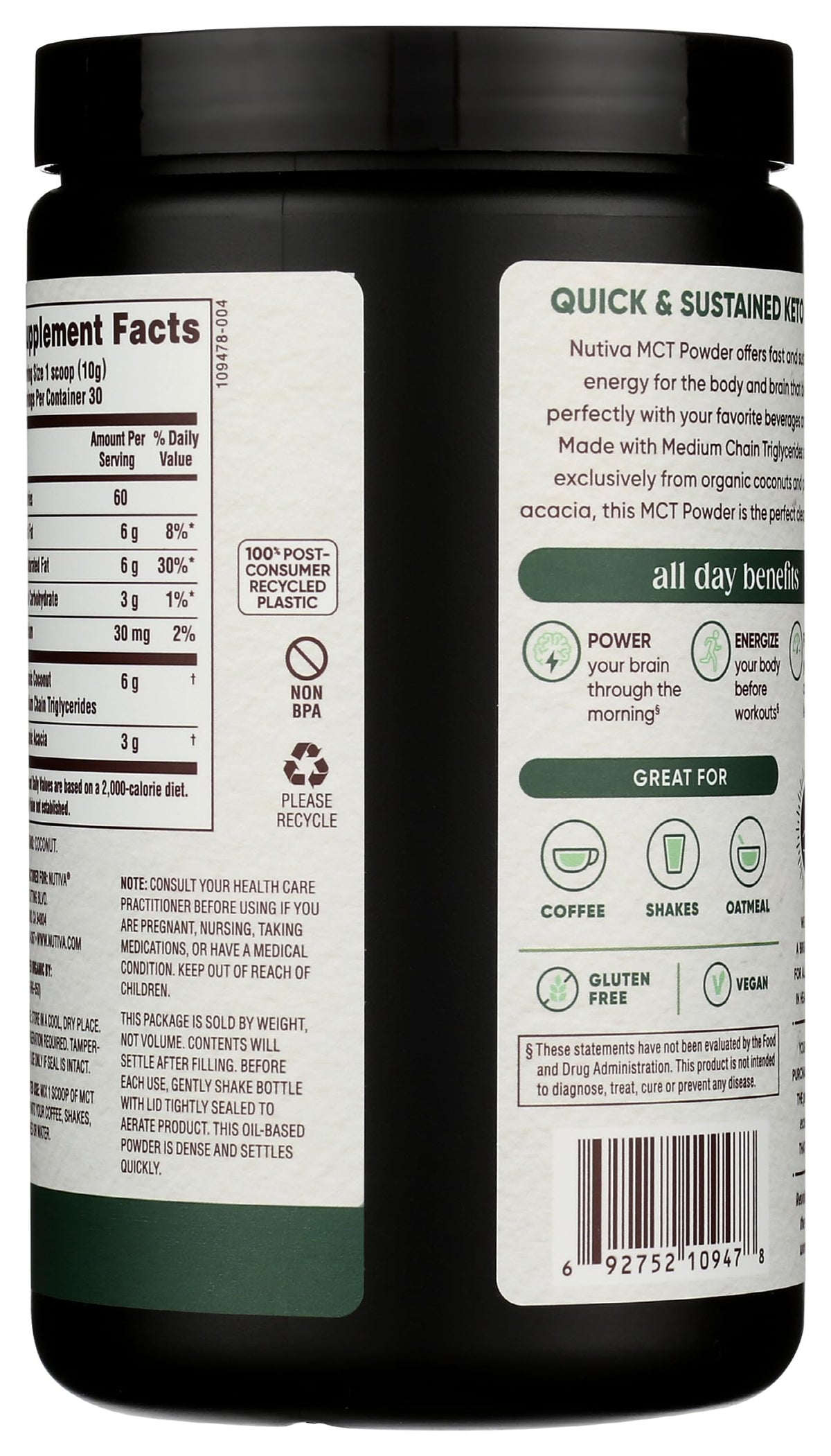 Nutiva Organic MCT Powder with Prebiotic Acacia Fiber