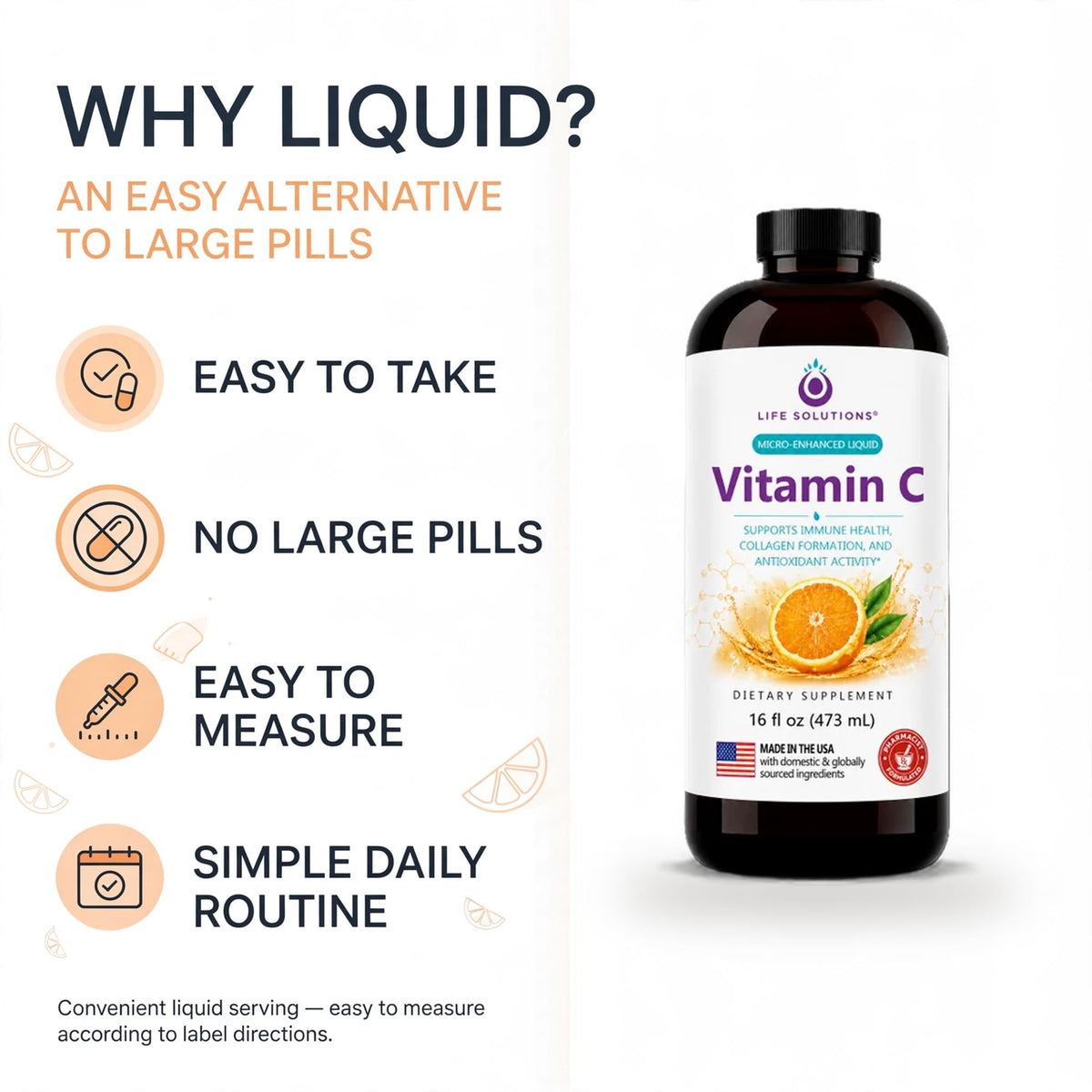 Life Solutions Liquid Vitamin C 1000mg with Bioflavonoids - 16oz - image 5