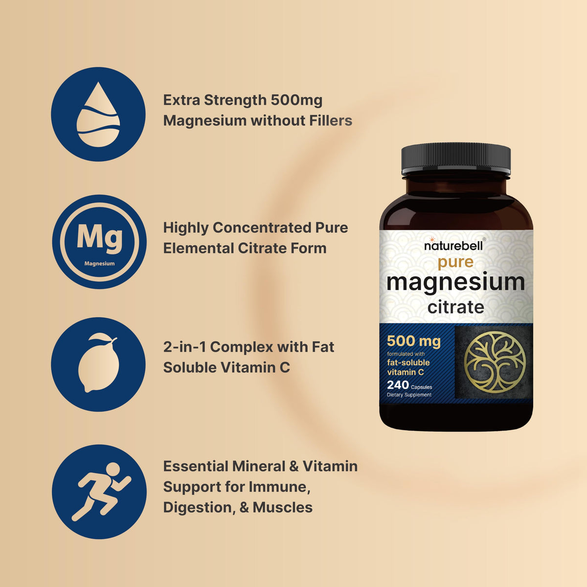 NatureBell Pure Magnesium Citrate 500mg