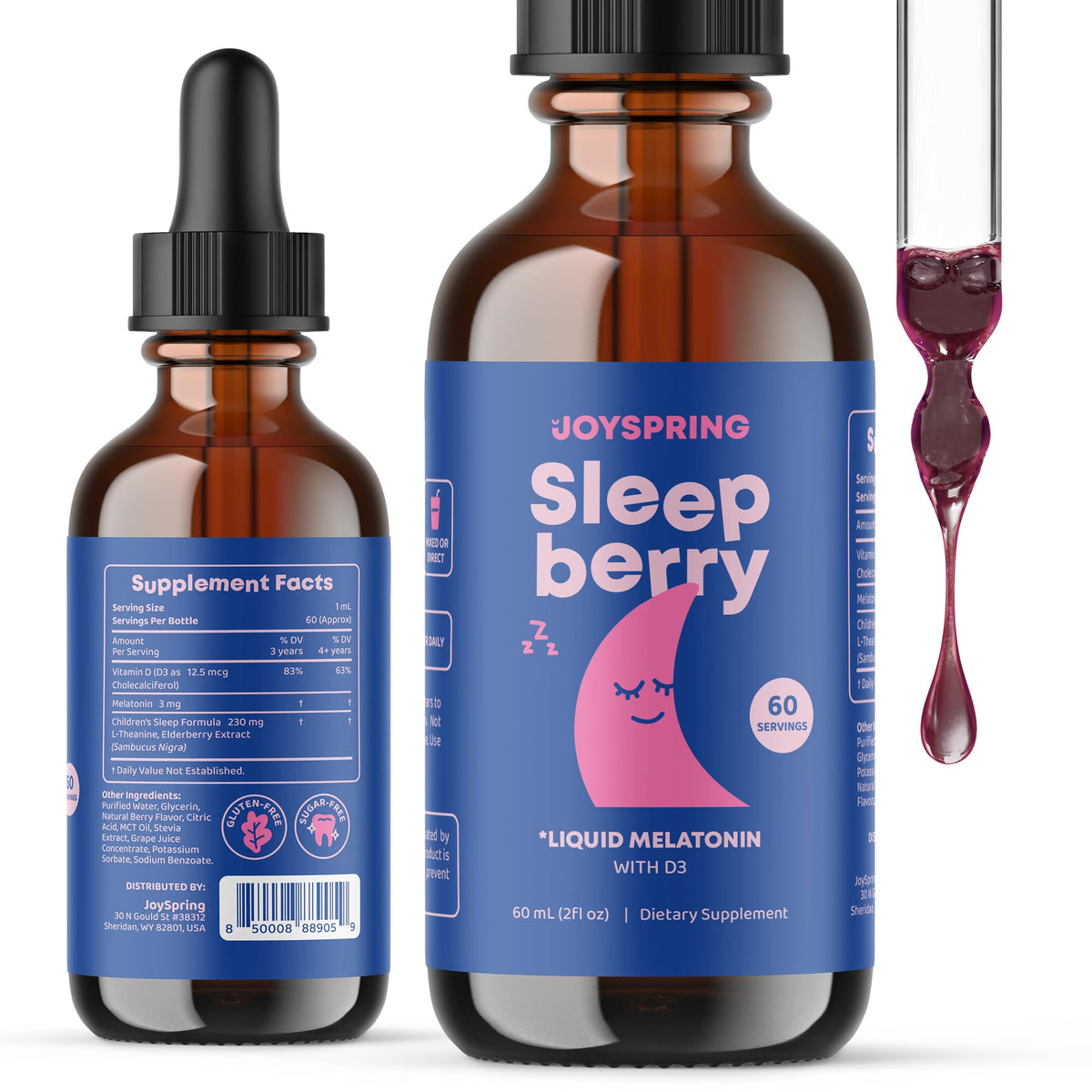 JoySpring Sleepberry - Kids Liquid Melatonin with Vitamin D