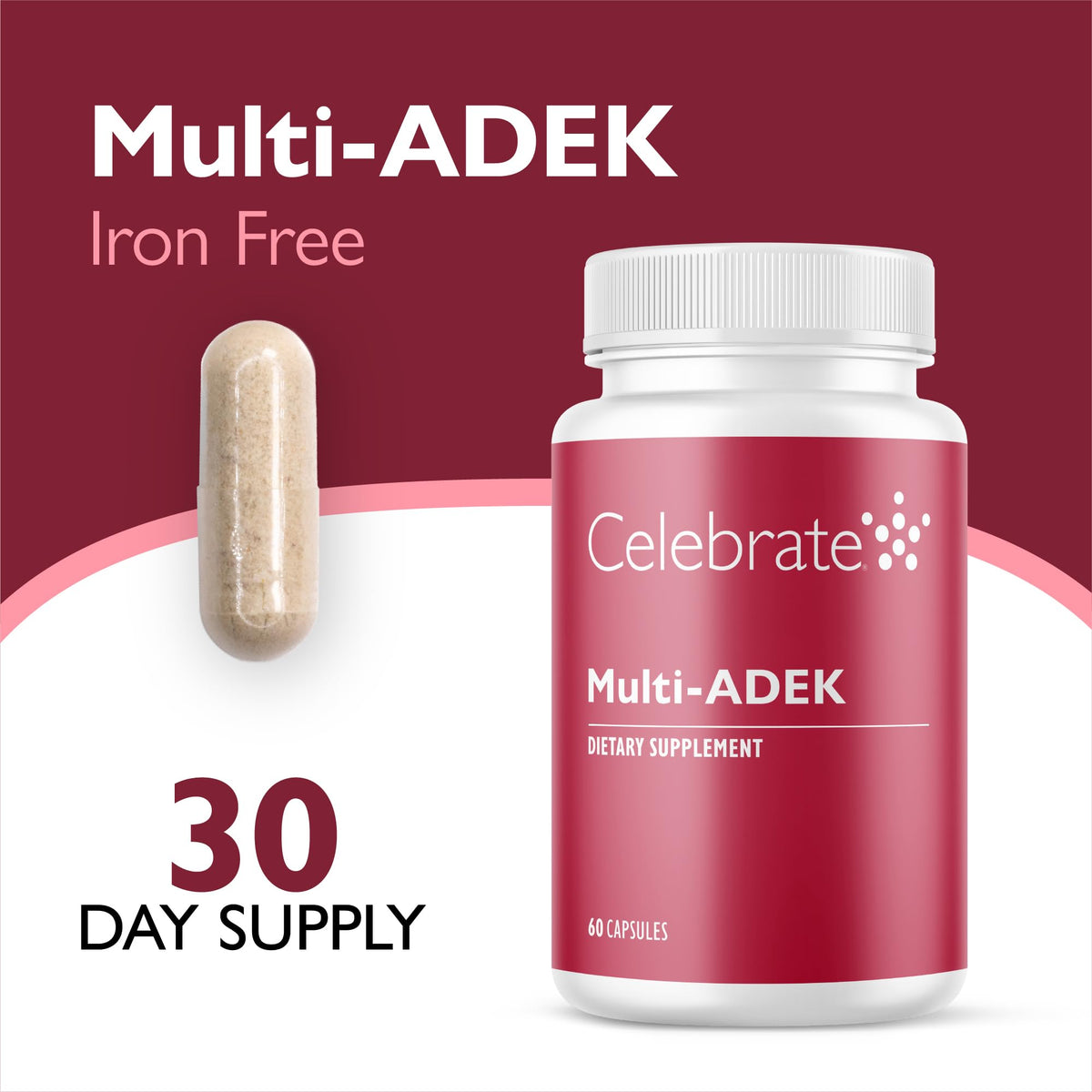 Celebrate Vitamins Multi-ADEK Iron Free Bariatric Multivitamin - 60 Capsules - image 2
