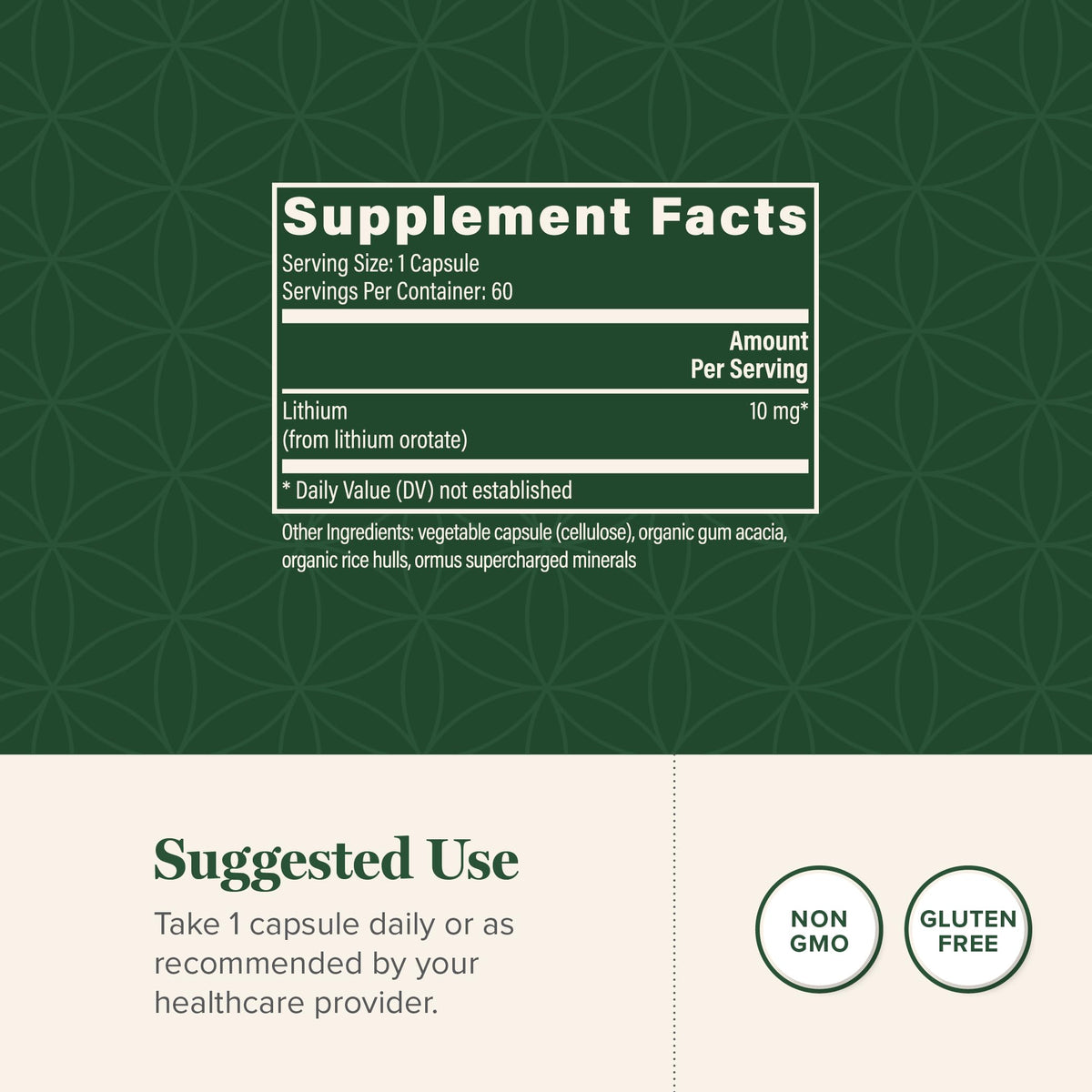 Global Healing Center Lithium Orotate 10mg Brain Health - 60 Capsules - image 3