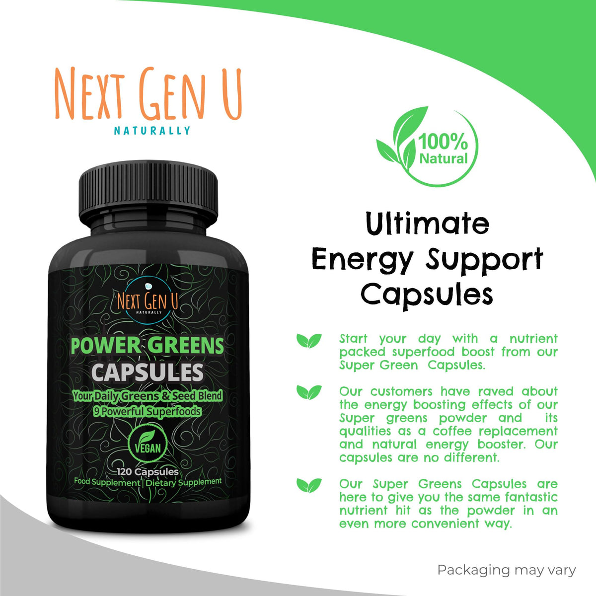 NGU Next Gen U Super Greens Immune Support - 120 Vegan Capsules - image 3