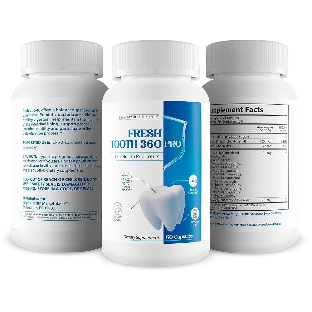 Happy Health Marketplace Fresh Tooth 360 Pro Oral Probiotics - 60 Capsules - image 4