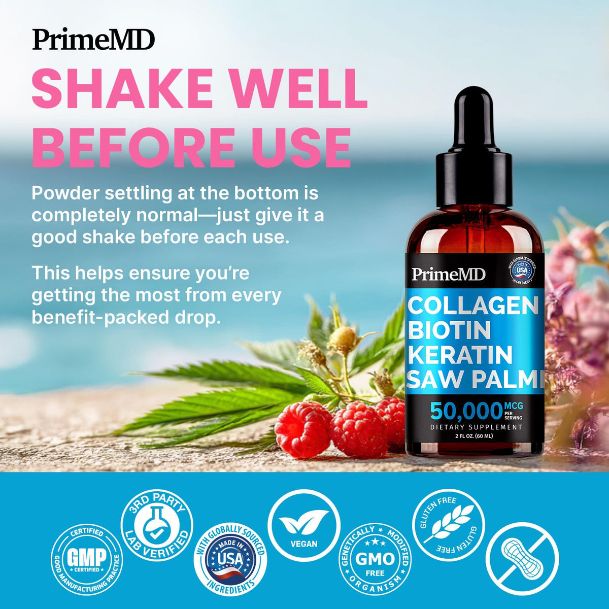 PrimeMD Hair Skin and Nails Vitamins (6810mg) w/Biotin 10000mcg