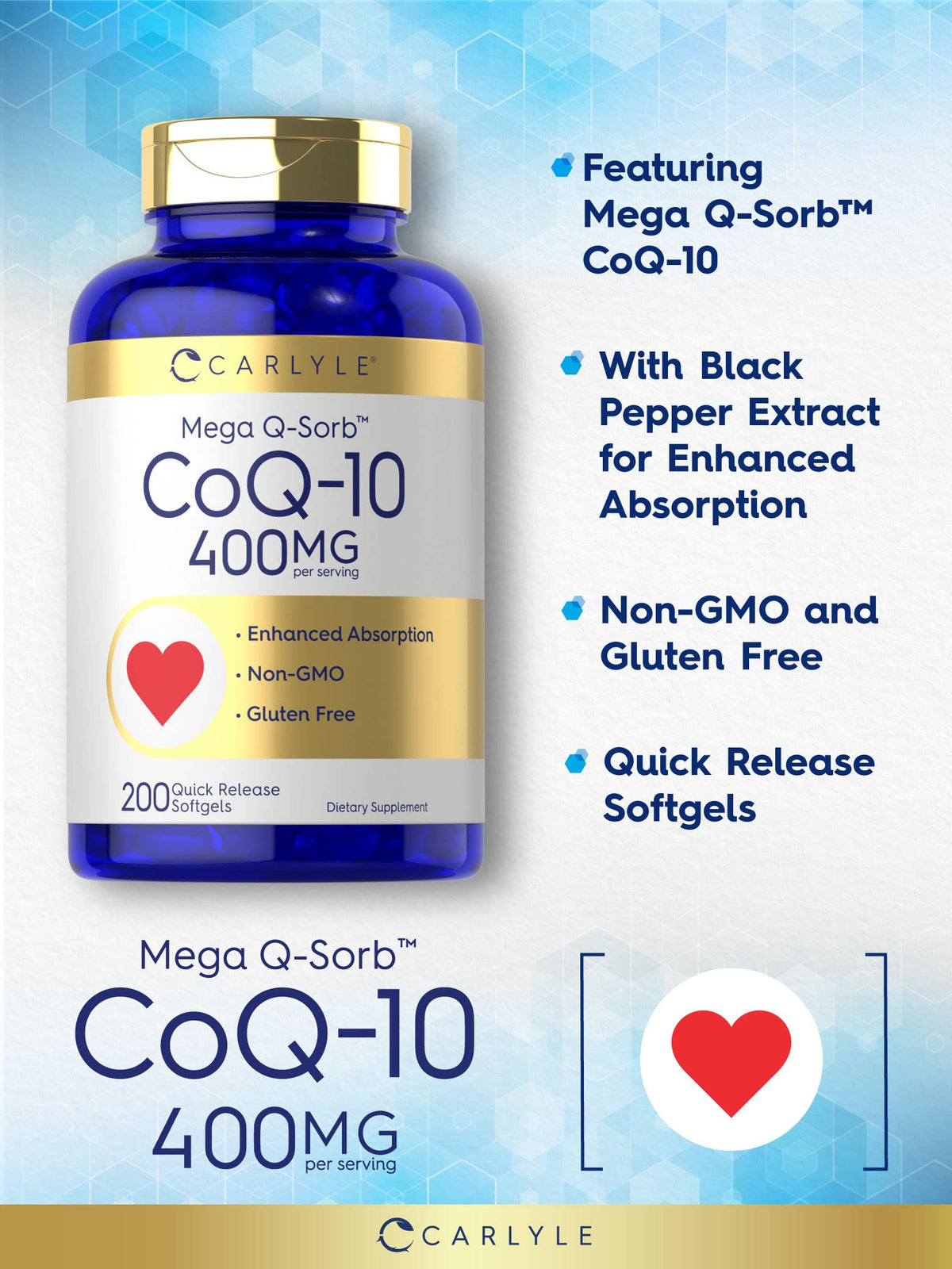 Carlyle CoQ10 400mg Softgels - 200 Count - image 3