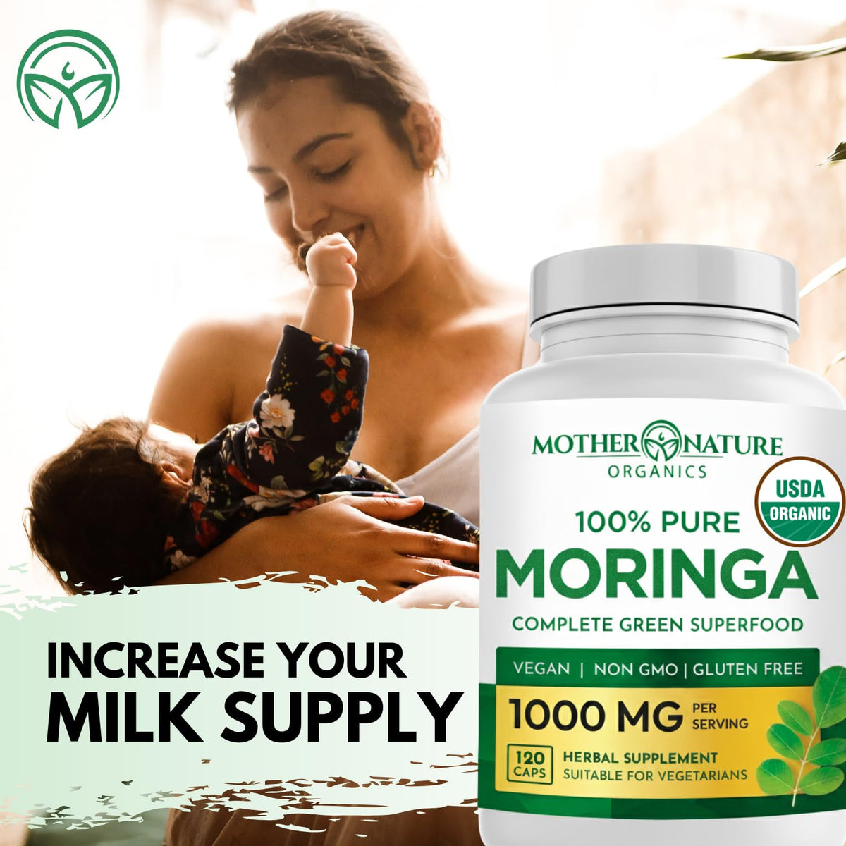 Mother Nature Organics Moringa Leaf Capsules 1000mg - 120 Capsules - image 4