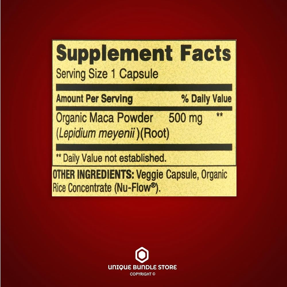 Unique Bundle Maca 500mg Organic Root Supplement - 90 Vegetarian Capsules - image 3