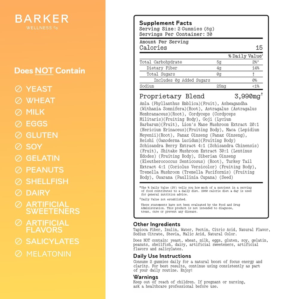 Barker Wellness Adaptogen Mushroom Gummies
