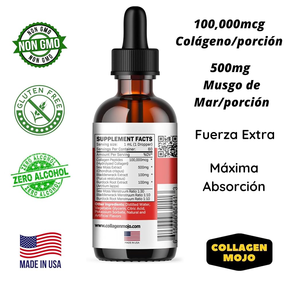 Collagen Mojo Hydrolyzed Collagen Liquid with Sea Moss - 2 Fl Oz - image 2