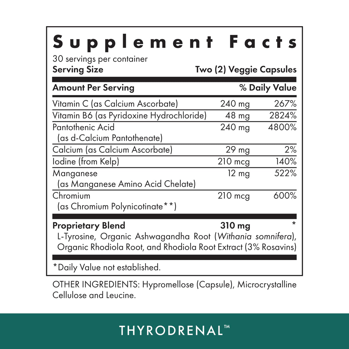 Michael's Thyrodrenal Glandular Extract - 60 Vegetarian Capsules - image 2