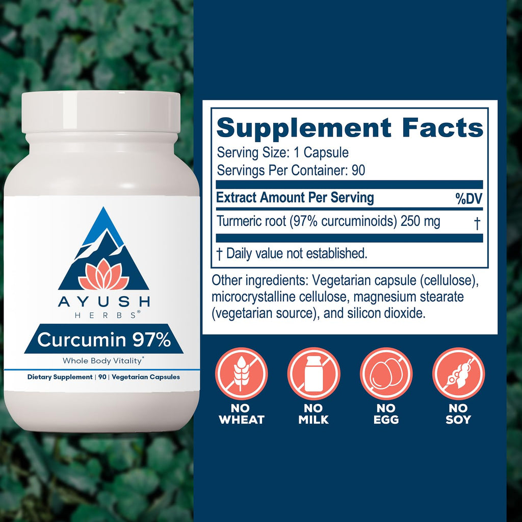 Ayush Herbs Curcumin 97% Turmeric Supplement - 90 Capsules - image 3