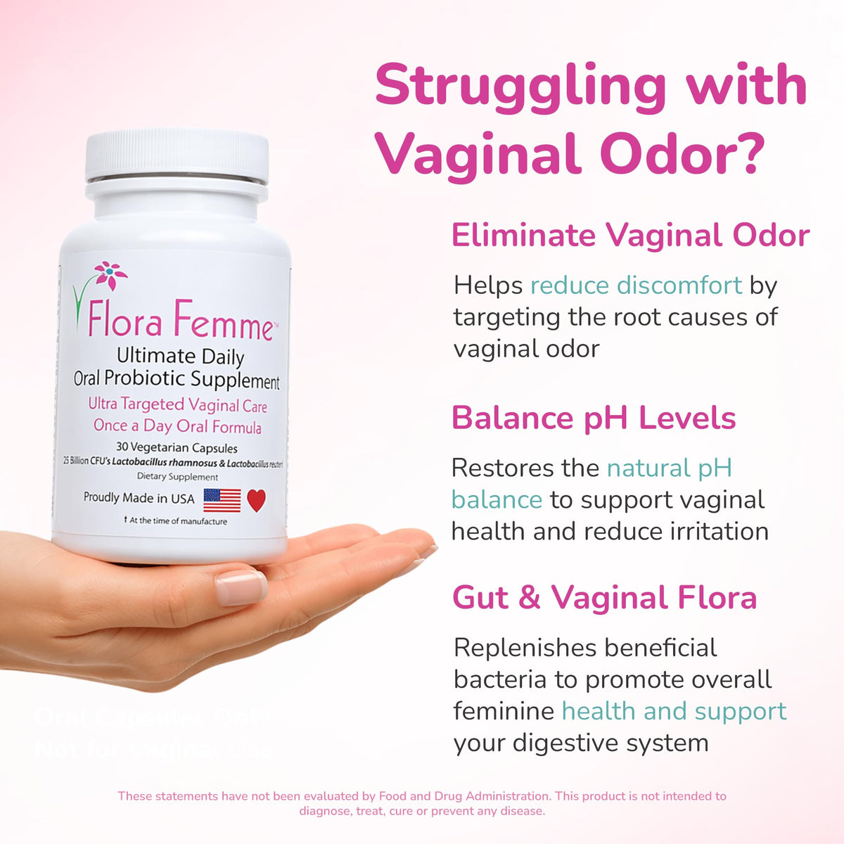 FLORAFEMME Vaginal Probiotic Oral Capsules for Women, pH Balance - 30 Capsules - image 2