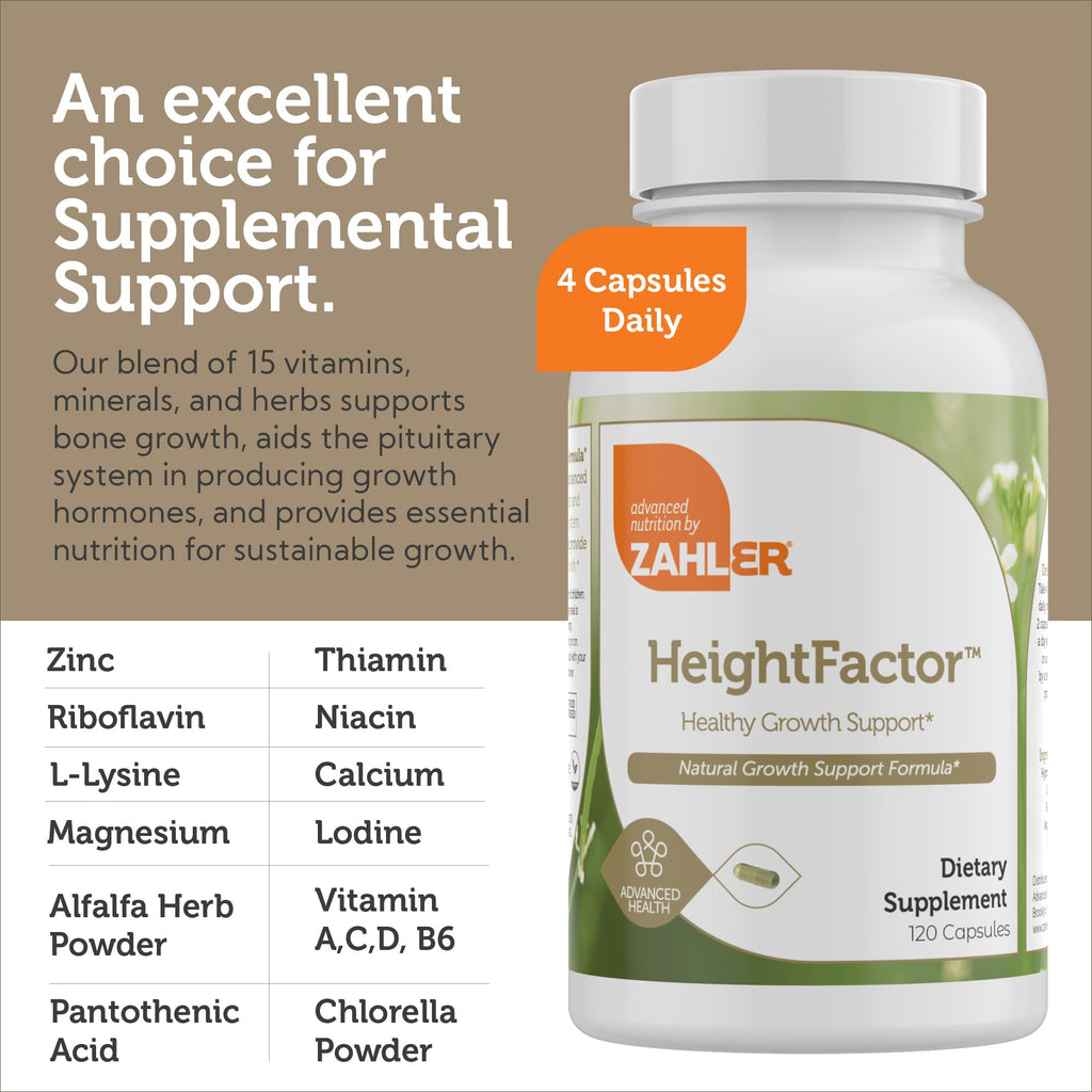 Zahler Height Factor Growth Support Vitamin & Mineral - 120 Capsules - image 4