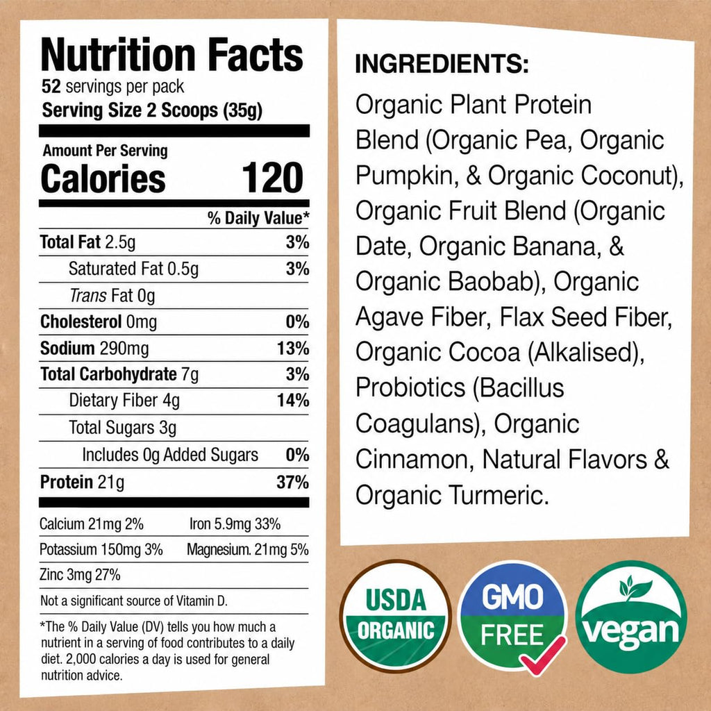 EarthChimp Organic Plant Based Protein Powder Plain & Unsweetened - 4 lb - image 3