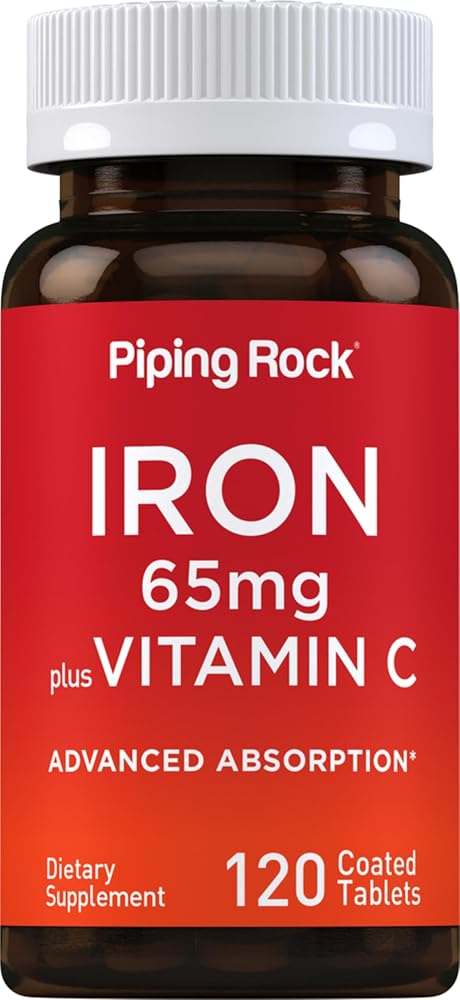 Piping Rock Iron Supplement 65 mg with Vitamin C - 120 Tablets