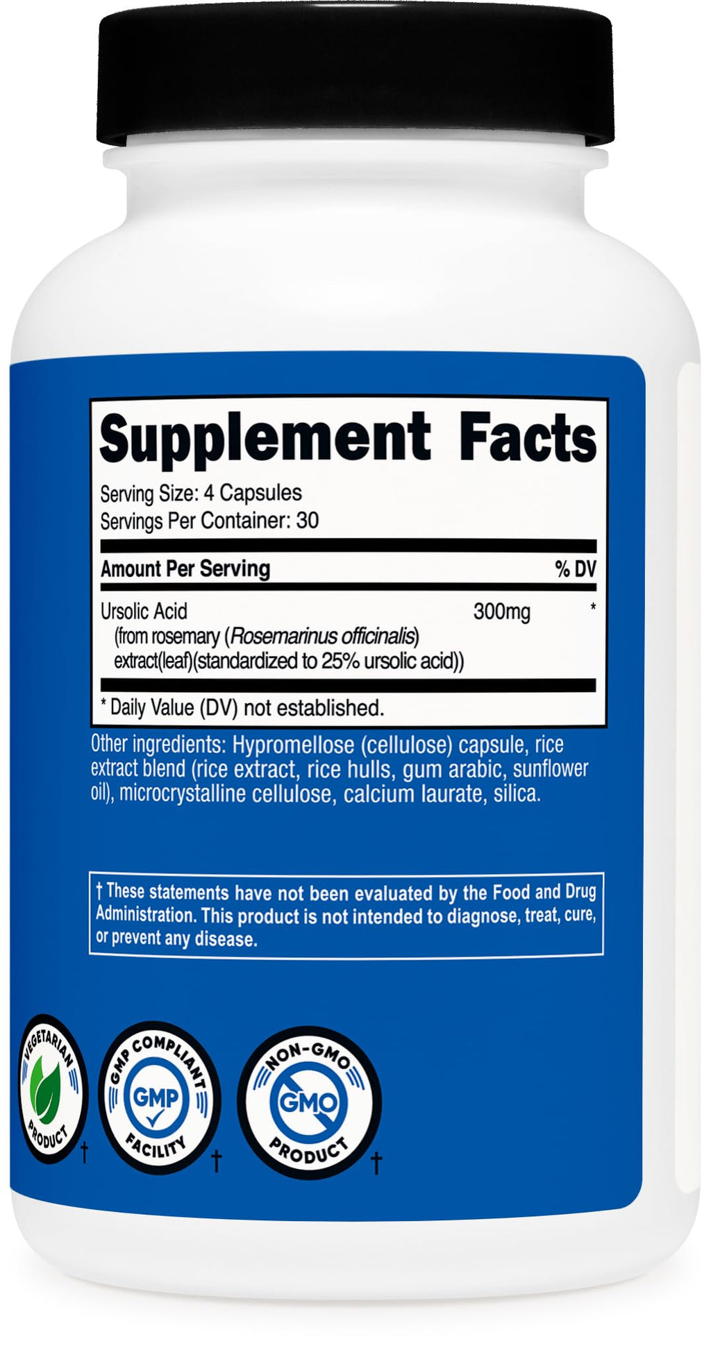 Nutricost Ursolic Acid 300mg - 120 Vegetarian Capsules - image 5