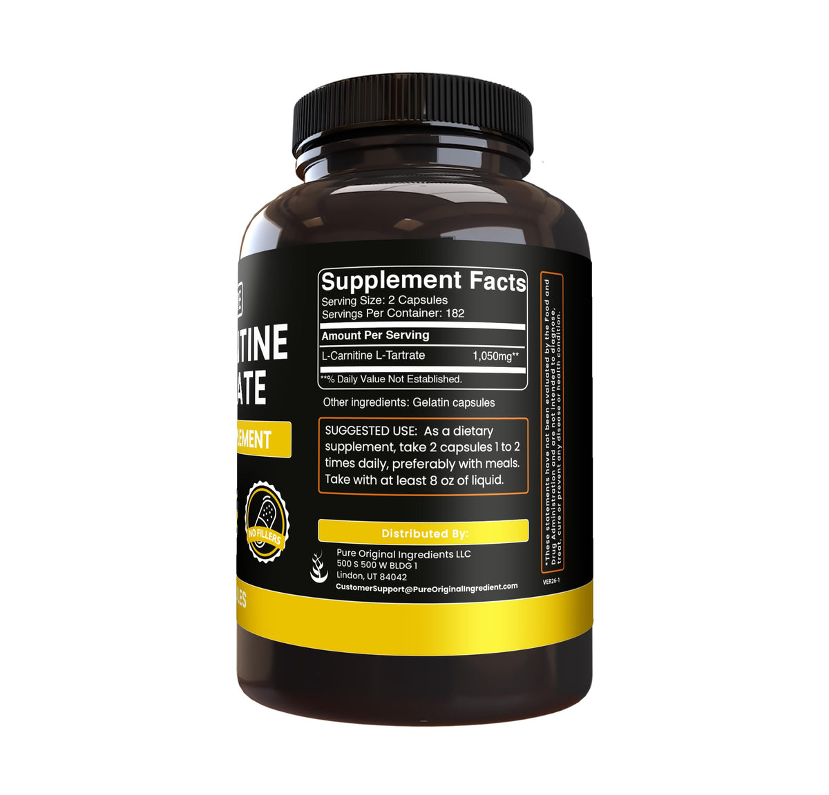Pure Original Ingredients L-Carnitine Tartrate No Magnesium Or Rice