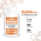 Supersmart Biotin 10,000mcg Vitamin B7 - 120 Vegetarian Capsules - image 5
