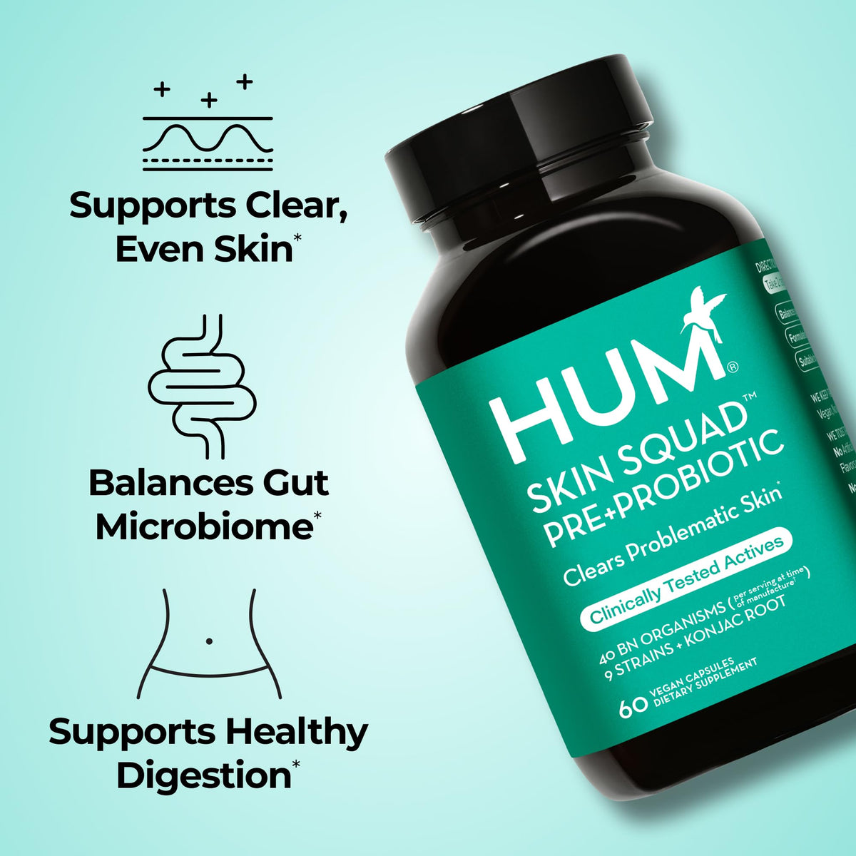 HUM Skin Squad Probiotic & Prebiotic Capsules - 60 Count - image 2