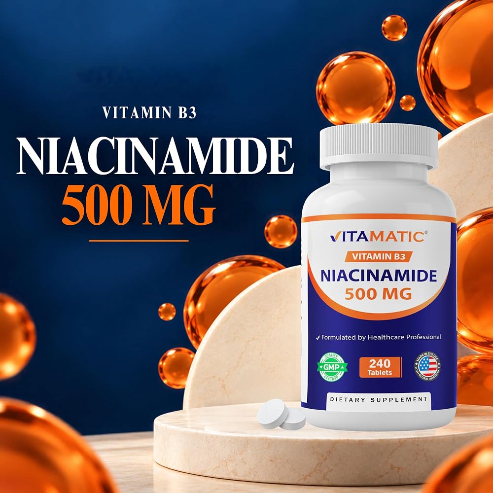 Vitamatic Niacinamide 500 mg Vitamin B3 for Energy - 240 Tablets - image 6